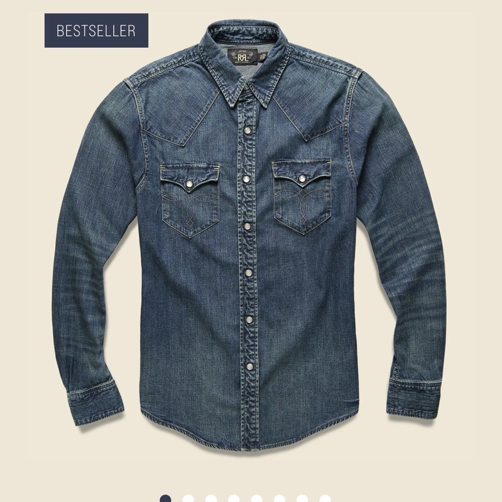 Denim Button-Up Shirt RRL
Slim Fit Denim Western Shirt - Dark Wash